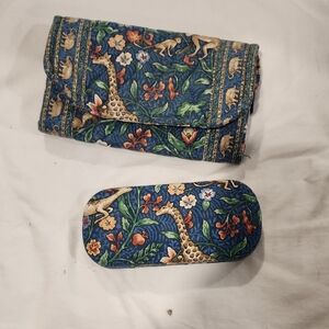 Vera Bradley Blue and Green Giraffe Print Accessories